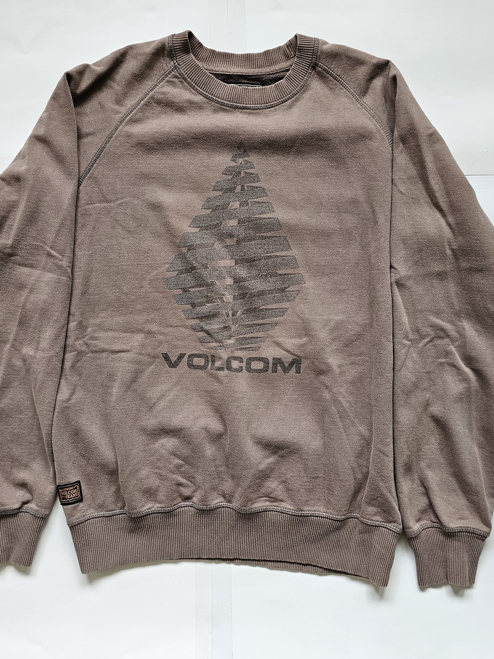 Volcom Men's Brown Taupe Graphic Crew Sweatshirt Sz. L
